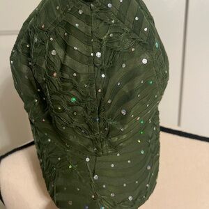 NWT, SOMETHING SPECIAL MOSS GREEN BASEBALL HAT WITH RHINESTONES